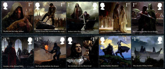 GRBR2021-04 Great Britain Legend of King Arthur Strips of 5 Different
