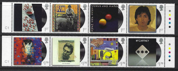 GRBR2021-08 Great Britain Paul McCartney Album Covers Strips of 4 Different (2)