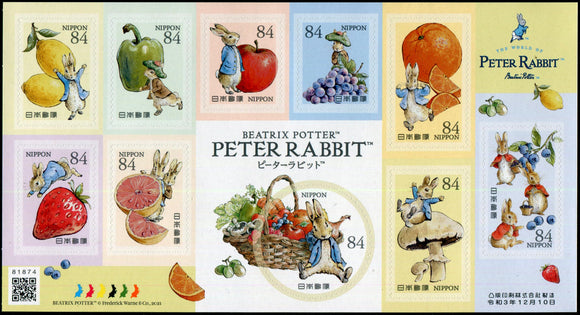 JP2021-39 Japan Peter Rabbit Greetings 2021 Self-Adhesive Sheetlet of 10 Different (1)