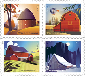US #5546-5549 US New Issue 2021 Barns Postcard Stamp